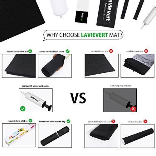 Lavievert Jigsaw Puzzle Mat Roll Up with Drawstring Storage Bag & Hand Pump, Portable Puzzle Board for Adults, Long Box Package, No Folded Creases, Felt Mat Saver Keeper for Games Up to 1500 Pieces - color: Black + White Pump
