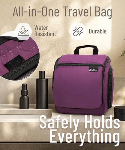 D&D Wanderlust D&D Hanging Travel Toiletry Bag for Men and Women – Cosmetics, Makeup and Toiletries Organizer Kit with 10 Compartments - color: Purple