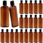 Domensi 24 Pcs Plastic Bottle Squeeze Containers with Disc Cap Travel Bottles Reusable Empty Toiletries Shampoo Containers Refillable Travel bottles for Shampoo Lotions (6.8oz,Brown) - color: Brown, size: 6.8oz