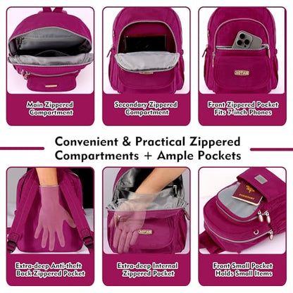AOTIAN Mini Nylon Women Backpacks Casual Lightweight Small Daypack for Girls - color: Mini Hot Pink