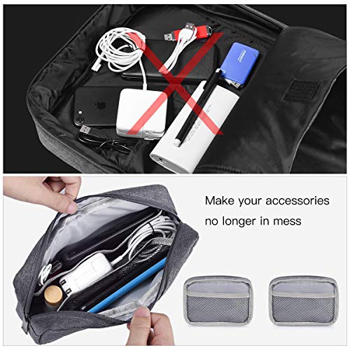 Universal Electronics Accessories Carrying Case, 2PCS Big + Small Portable Storage Pouch, Cosmetic Bag, Cable Organizer Compatible Hard Drive, Mouse, Power Bank, Adapter, Cellphone, Space Gray - color: Space Gray