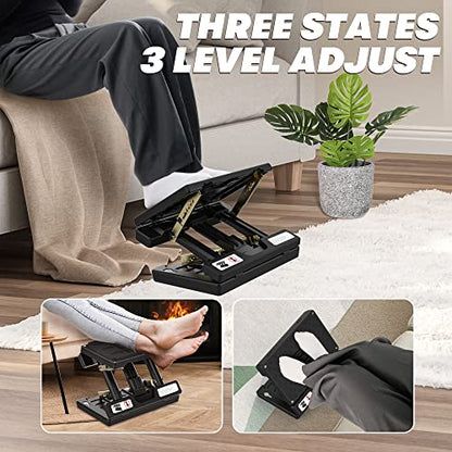 Foot Rest Under Desk,4-Height Adjustable footrest,with Massage Roller and Soft Pad,Foldable, Ergonomic,for Car,Office,Computer,Gaming,Adjustable Metal Frame,All-Season Use(Black) - color: Hard Padded- Black