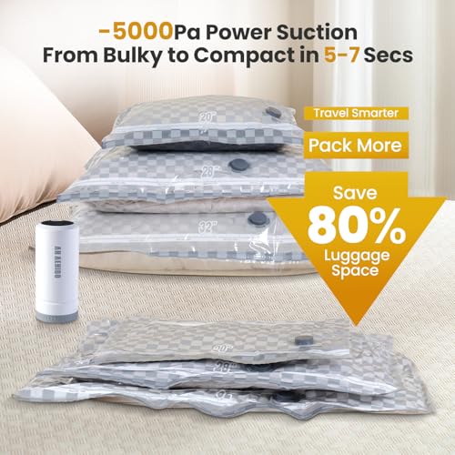 Vacuum Bags for Travel with Rechargeable Digital Display air Pump,15 PCS Combo Travel Size Vacuum Seal Bags for Luggage and Suitcase,Space Saver for Clothes,Home Storage - size: 15 Combo Travel Size