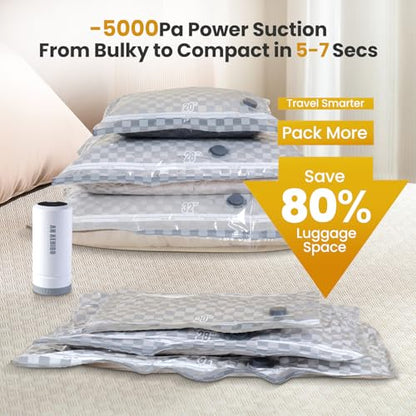 Vacuum Bags for Travel with Rechargeable Digital Display air Pump,18 PCS Combo Travel Size Vacuum Seal Bags for Luggage and Suitcase,Space Saver for Clothes,Home Storage - size: 18 Combo Travel Size