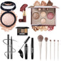 All-In-One Beginner Makeup Kit for Women - 7-Shade Baked Powder Palette, Brow Powder, Setting Powder, Matte Lipstick, Eyeliner, Mascara & 5 Brushes - Full Face Makeup Set for Daily Wear & Travel - color: 7-Baked