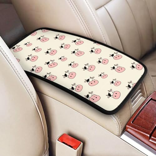 Non-Slip Auto Center Console Cover Funny Cow Face Print, Car Armrest Cushion, Interior Accessories for Vehicles - color: Picture (878)