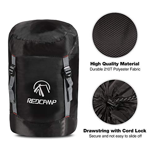 REDCAMP Sleeping Bag Stuff Sack, Black M, L, XL and XXL Compression Sack, Great for Backpacking and Camping - style: Black L 27l With Cover