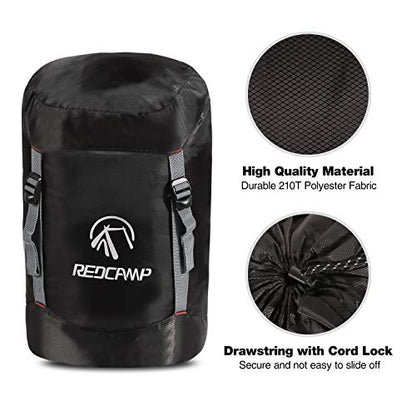 REDCAMP Sleeping Bag Stuff Sack, Black M, L, XL and XXL Compression Sack, Great for Backpacking and Camping - style: Black XL 40l With Cover