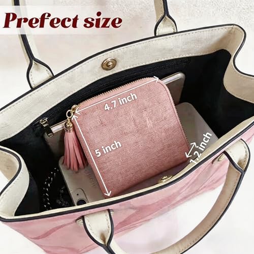 Small Travel Jewelry Case for Women, 6-Layer Velvet Organizer Pouch with Zipper, Anti-Scratch Portable Bag for Bracelets, Rings, Earrings & Necklaces (Pink) - color: Pink