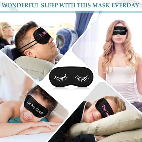 Eurzom 20 Pieces Funny Sleeping Eye Mask Bulk with Adjustable Strap Sleep Blackout Eye Mask for Night Blindfold Cover for Spa Women Men Adult Pajama Party Favors(Cute Black) - color: Cute Black
