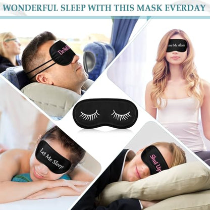 Eurzom 20 Pieces Funny Sleeping Eye Mask Bulk with Adjustable Strap Sleep Blackout Eye Mask for Night Blindfold Cover for Spa Women Men Adult Pajama Party Favors(Cute Black) - color: Cute Black