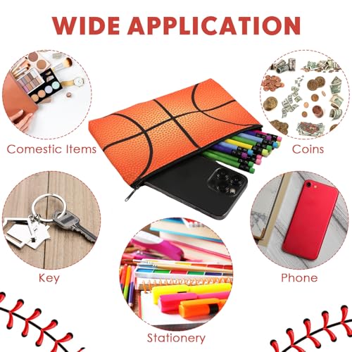 Eccliy 20 Pcs Basketball Makeup Bags Bulk Sport Team Gifts Basketball Cosmetic Bag Accessories for Women Toiletry Zipper Pouch Travel Canvas Gifts Stuff for Party Team Players Lover - size: 8 x 5 Inch, style: Basketball