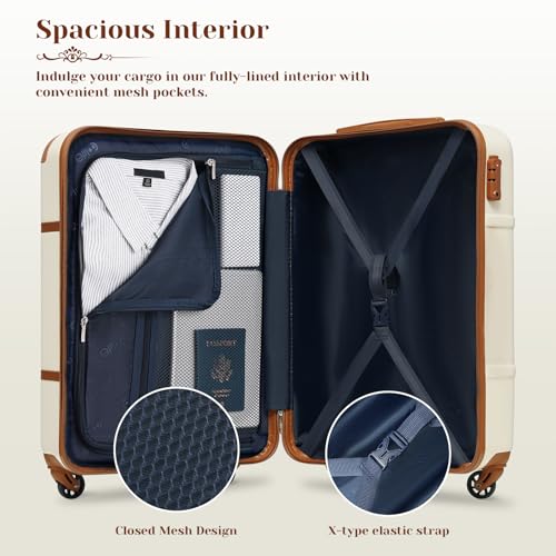 Coolife Luggage Set 6-Piece Suitcase Set Carry On Luggage PC Hardside Luggage TSA Lock Spinner Wheels Telescopic Handle - color: White, size: 6 piece set