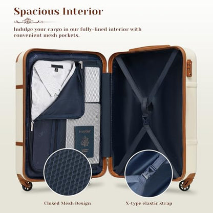 Coolife Luggage Set 6-Piece Suitcase Set Carry On Luggage PC Hardside Luggage TSA Lock Spinner Wheels Telescopic Handle - color: Navy, size: 6 piece set