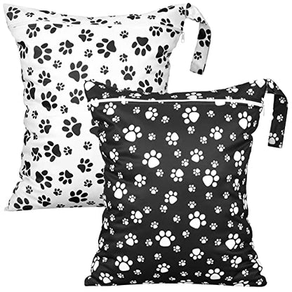 Shappy 2 Pack Large Travel Laundry Bags, Large Wet Dry Waterproof Dirty Clothes Bag for Suitcase, Swimsuit Beach Gym College Dorm Wet Bag(Paw) - style: Paw