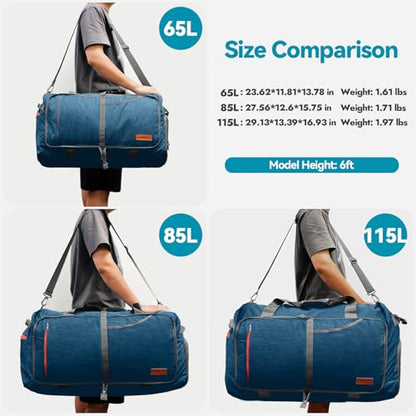 Canway 115L Travel Duffel Bag, Foldable Weekender Bag with Shoes Compartment for Men Women Water-proof & Tear Resistant - color: Aegean Blue, size: 115L