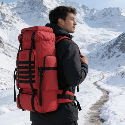 Hiking Backpack for Men 70L/100L Camping Backpack Military Rucksack Molle 3 Days Assault Pack for Climbing | Camping Backpack - color: 70l-red