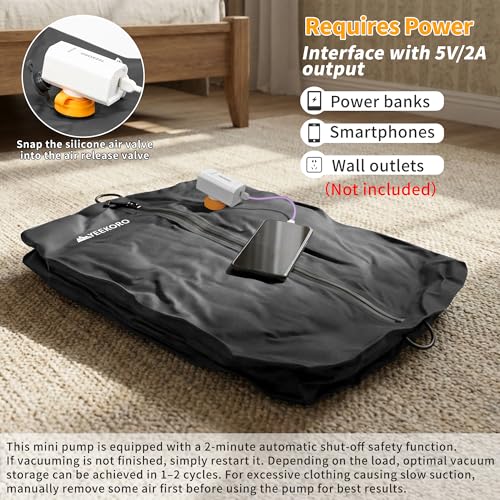 Upgraded Vacuum Bag for Travel, Professional IPX8 Waterproof Reusable Vacuum Compression Bags for Travel Suitcases, Durable Space Saver Bag - color: Black, size: 2 PC -With Pump