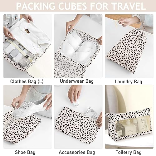 KPX 8 Set Packing Cubes for Travel, Luggage Packing Organizers Accessories Large Toiletries Bag for Clothes Shoes Cosmetics (Leopard) - color: 8Set-Leopard