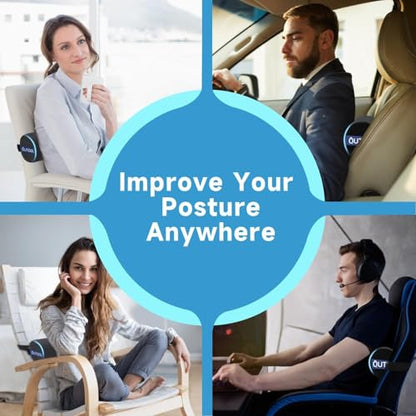QUTOOL Lumbar Roll, Lumbar Support Pillow for Office Chair with Non-Slip Wider Strap, Back Pain Relief & Posture Improvement, Washable Cover, Office Desk & Car Accessories, Black, Firm - color: Firm-lumbar Roll/Black