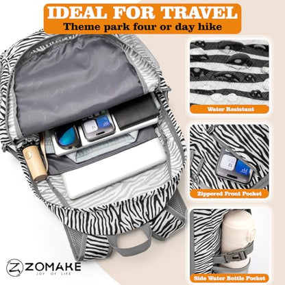 ZOMAKE Lightweight Packable Backpack 30L, Foldable Hiking Backpacks Water Resistant Compact Folding Daypack for Travel(Zebra print) - color: Zebra Print