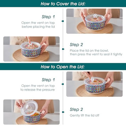 vancasso Serving Bowls with Lids Set of 4, Ceramic Nesting Mixing Bowls for Food Storage, Prep and Stackable, Dishwasher & Microwave Safe Gift Set, 60/36/20/10 OZ, Series SIMI - size: 60/36/20/10 OZ (Set of 4)