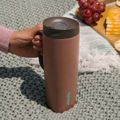 Owala SmoothSip Slider Stainless Steel Insulated Travel Mug with Handle, 100% Leak Proof, For Hot and Cold Drinks, Travel Friendly with Sliding Lock Lid, 24 oz, BPA Free, Leak Proof, Cozy Cocoa - color: Cozy Cocoa, size: 24 Ounces