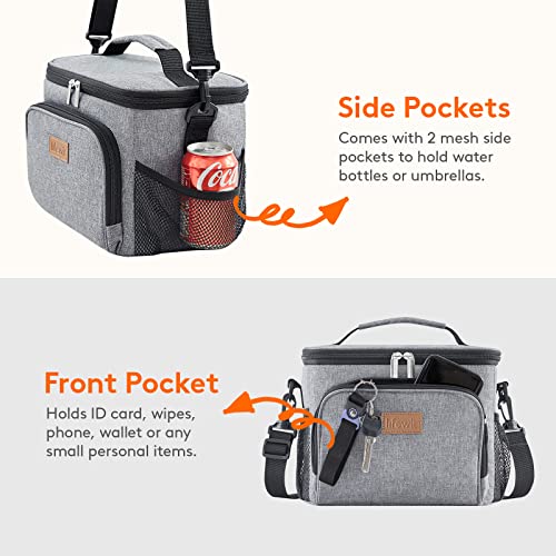 Lifewit Reusable Insulated Lunch Bag, Portable Cooler Freezable Soft Lunchbox Leakproof with Adjustable Shoulder Strap for Men Women Adult for Work Picnic or Travel, 15L 24 Can, Grey - color: Gray, size: Large(15L)