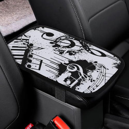 Universal Car Armrest Cover Abstract Music Note Piano, Soft Comfort Cushion for Auto Center Console, Handrail Box Mat, Fit for Most Cars - color: Picture (61)