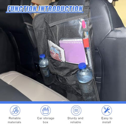 Car Backseat Organizer, Large Capacity Waterproof Auto Back Seat Kick Mats Protector with 12" Touch Screen Tablet Holder, Easy to Clean Car Front Seat Storage Pocket for Road Trip (2PCS) - size: 2PCS