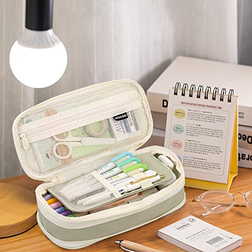 MAMUNU Expandable Pencil case with compartments, Large Capacity Pencil Cases Pencil Bag Pouch Kids Adults, Portable Pencil Case Large School Stationery Organizer, Makeup Cosmetic Bag, Green - color: Green