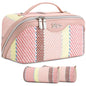 BOYATU Travel Makeup Bag Cosmetic Bag for Women: 3 Pcs Set Make up Bag with Compartments - Waterproof Vegan Leather Toiletry Bags with Handle - Makeup Organizer for Travel Essentials(C-3-Pink) - color: C-3-Pink