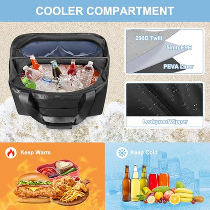 Yarwo Beach Bag for Women, Sandproof Swim Tote Bag with Cooler Compartment and Wet & Dry Pockets for Pool Cruise Vacation - color: Black