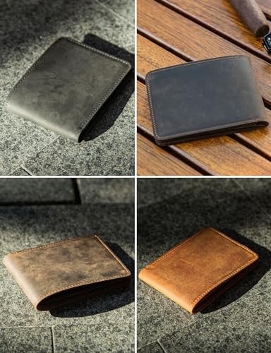 Handcrafted Genuine Leather Wallets, Minimalist Cardholders, and Passport Covers, Handmade Gift - color: Chestnut, style: Bifold Wallet