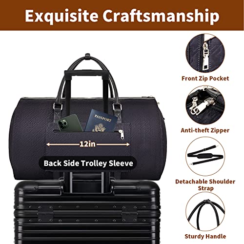 Garment Bag for Travel Convertible Carry On Garment Bag Large Travel Duffel Bags for Women 2 in 1 Hanging Suitcase Suit Travel Bags for Women & Men 3pcs Set - color: G-black Houndstooth