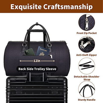 Garment Bag for Travel Convertible Carry On Garment Bag Large Travel Duffel Bags for Women 2 in 1 Hanging Suitcase Suit Travel Bags for Women & Men 3pcs Set - color: G-black Houndstooth