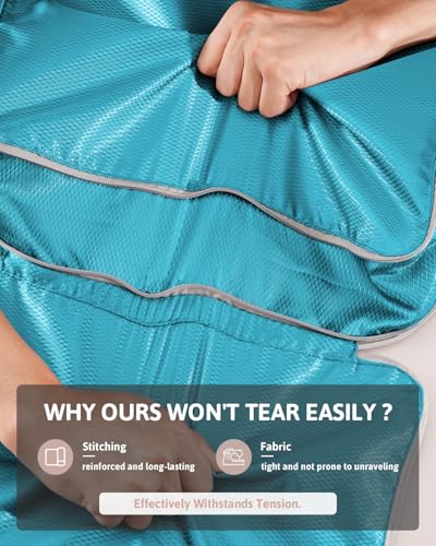 Meowoo 7 Set Compression Packing Cubes for Travel, Durable Ripstop Mesh Suitcase Organizer with Shoe Bag, Ultralight & Expandable Space Saver Travel Cubes - color: Turquoise