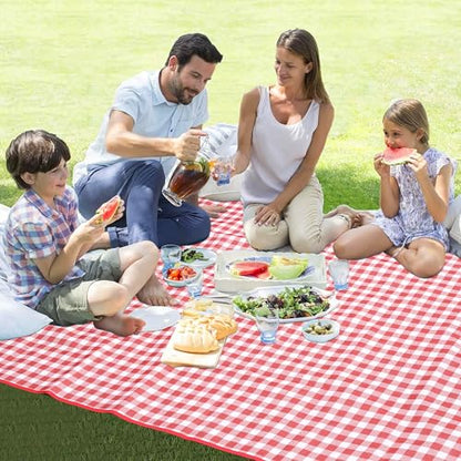 HX&OD Picnic Blanket Outdoor Extra Large Picnic Mat 80"X60" Camping Blanket Beach Blanket Foldable Waterproof Sand Mat Hiking Travel Family Concerts(Red) - color: Red, size: 80”x 60”