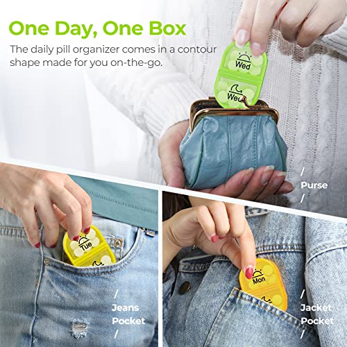 AUVON Pill Box 2 Times a Day, Weekly Pill Organizer AM PM with 7 Daily Pocket Case to Hold Vitamin, Medicine, Medication, and Supplement - color: Clear