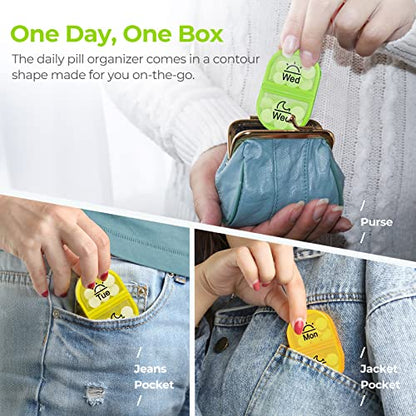 AUVON Pill Box 2 Times a Day, Weekly Pill Organizer AM PM with 7 Daily Pocket Case to Hold Vitamin, Medicine, Medication, and Supplement - color: Clear