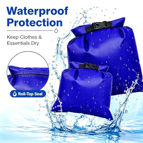 TRENDBOX Roll Top Waterproof Dry bag Kit Storage Compression Bag Sack Poch Packing Organizers Water Resistant Camping Travel - color: Set of 5 - Blue