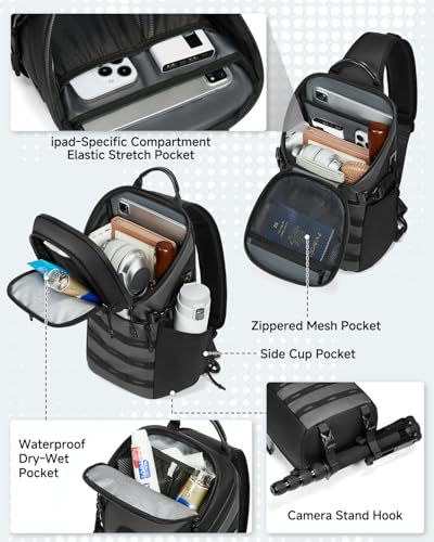Somago Crossbody Sling Backpack Sling Bag Travel Hiking Chest Bag Daypack Single Shoulder Bag (Grey) - color: Grey