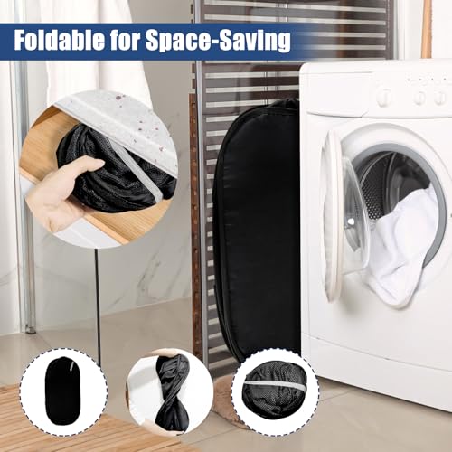 Collapsible Laundry Baskets, Upgrade Pop Up Laundry Hamper with Convenient Bags, Foldable Laundry Basket Mesh Light Weight, Easy to Carry Clothes Hampers for Laundry, Dorm, Toys, Travel Black - color: Black