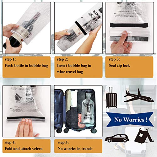 [UPGRADED PROTECTION] 8 Set (16 pcs) Reusable Wine Bags for Travel, Wine Travel Protector, Bottle Travel Sleeve Case For Airplane, Car, Cruise, TRIPLE Protection Luggage Leakproof Safety Impact Resist - size: 8 Set