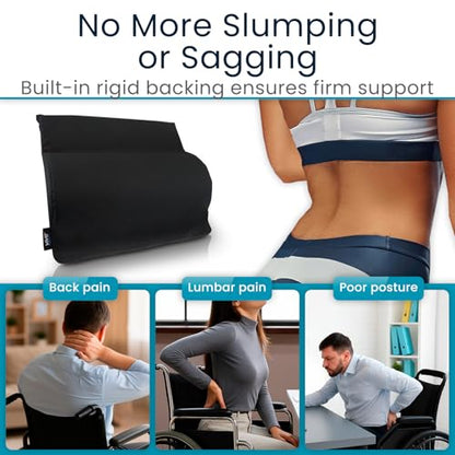 Vive Wheelchair Lumbar Support Cushion for Sling Back Wheel Chairs - Chair Pad for Back Pressure Relief - Memory Foam Backrest - Fits Most Wheelchairs & Transport Chairs - Improves Posture - size: 22"x19"x3"