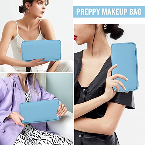 Nylon Small Makeup Bag for Purse, Cute Preppy Black Makeup Bag Cosmetic Zipper Pouch Purse, Waterproof Portable Travel Toiletry Bag Clutch Makeup Brush Bag Organizer Storage for Women Men Girls(Black) - color: Blue, size: Small