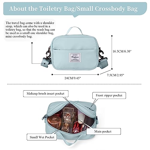 Weekender Bags for Women,Personal Item Travel Bag with Shoes Compartment,Overnight Travel Duffel Bag with Toiletry Bag - color: Light Blue, size: Large