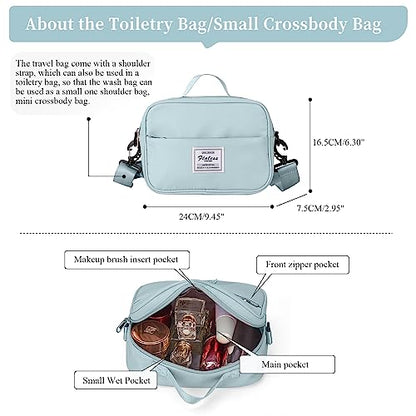 Weekender Bags for Women,Personal Item Travel Bag with Shoes Compartment,Overnight Travel Duffel Bag with Toiletry Bag - color: Light Blue, size: Large