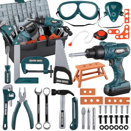 Kids Tool Box–Zealous 48 PCS Pretend Play Tools Toys for Toddler,Electric Drill Kids Tool Kit for Boys & Girls Ages 3-8 Years Old, Construction Tool Kit Playset for Boys - style: B-Kids Tool Box