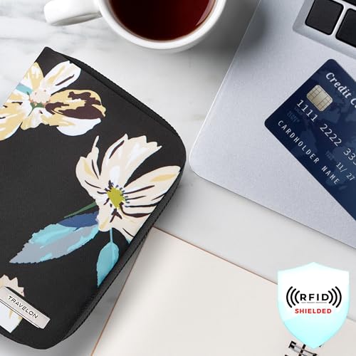 Travelon RFID Blocking Passport Zip Wallet - color: Midnight Floral